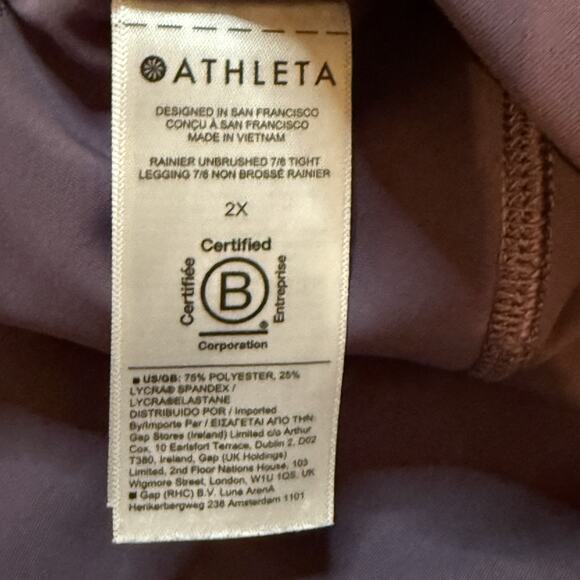 Athleta Cropped Leggings Rainier Unbrushed 7/8 Tight Purple Activewear Size 2X - Picture 5 of 7